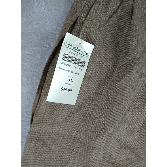 NEW Coldwater Creek Comfy Linen Rayon Pull On Pants Women's XL Brown - Picture 7 of 9